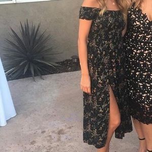 Mid length off the shoulder floral print dress